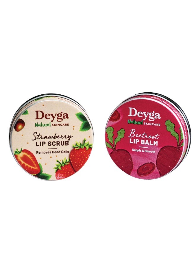 Deyga Nourished Lips Combo | Lip Scrub  16g & Lip Balm  10g| Exfoliate, Hydrate, Nourish & Moisturize | For Men & Women,1 Count,Multi - Image 1